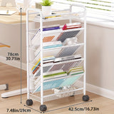 Estantería Metálica Multifuncional con Ruedas - Organizador de Libros y Documentos, Diseño Moderno en Blanco, Ideal para Oficina, Estudio y Hogar, Fácil Movilidad y Ajuste, Solución Perfecta para Muebles de Oficina