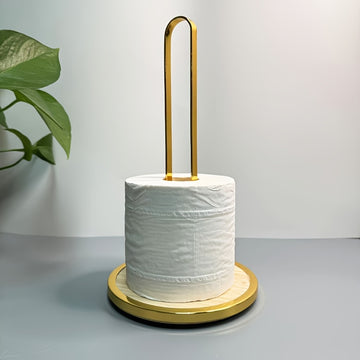 Soporte de papel de cocina elegante con base de bambú y soporte de papel de baño, organizador de encimeras, decoración de oficina, moderno, resistente, soporte de papel de baño.