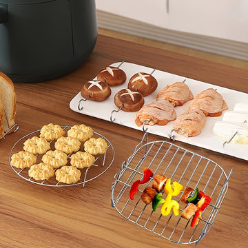 Accesorios para rejilla de freidora de aire Parrilla Filtro de aceite Rejilla de doble capa Rejilla para brochetas de barbacoa Parrilla de cocina de acero inoxidable Eid Al-Adha Mubarak