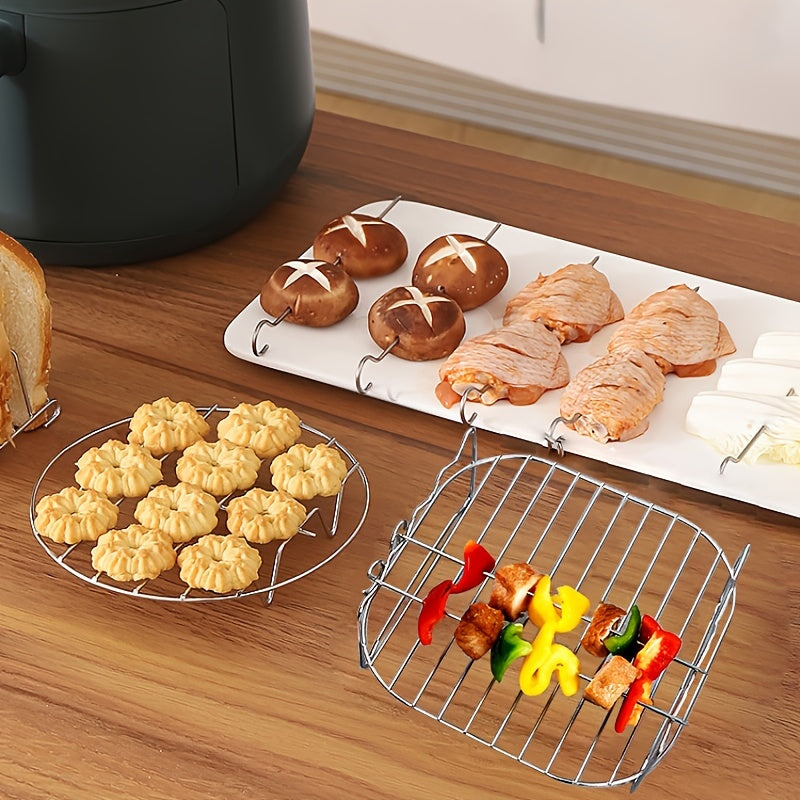Accesorios para rejilla de freidora de aire Parrilla Filtro de aceite Rejilla de doble capa Rejilla para brochetas de barbacoa Parrilla de cocina de acero inoxidable Eid Al-Adha Mubarak