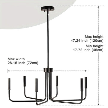 Lámpara de Techo Metálica Negra de 6 Luces Estilo Industrial Americano Sencillo y Renovado, Adecuada para Sala de Estar, Comedor, Dormitorio, Isla de Cocina, Luz Colgante Decorativa, Instalación Fácil, Estilo Versátil, Compatible con Cabeza de Lámpara E1