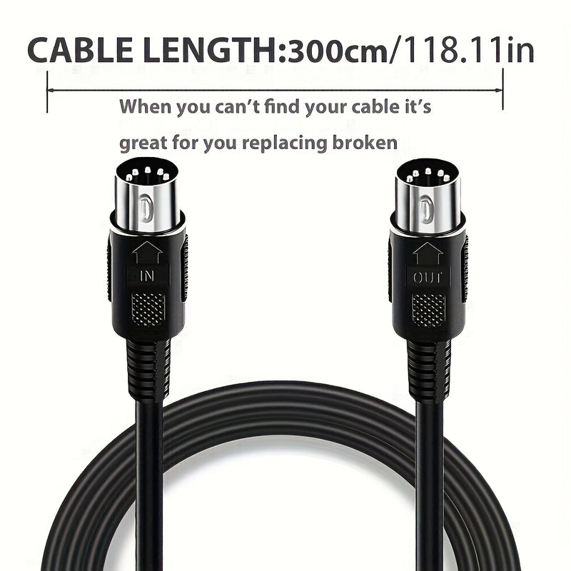 1 Paquete 3.0 metro/5.0 metro/7.0 metro Macho a Macho Cable MIDI de 5 pines para Teclado Synth, Tarjeta de Sonido Externa, Teclado MIDI, Sintetizador de Rack, Muestreador, Fuente de Sonido y Otro Equipo de Música, Negro