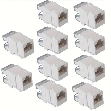10 piezas de adaptadores de red Ethernet RJ45 CAT.5E de 180 grados - Blanco, conectores de red para computadoras, plug-and-play, no se requiere cableado externo, ideal para configuración en casa y oficina, adaptador de red Ethernet RJ45