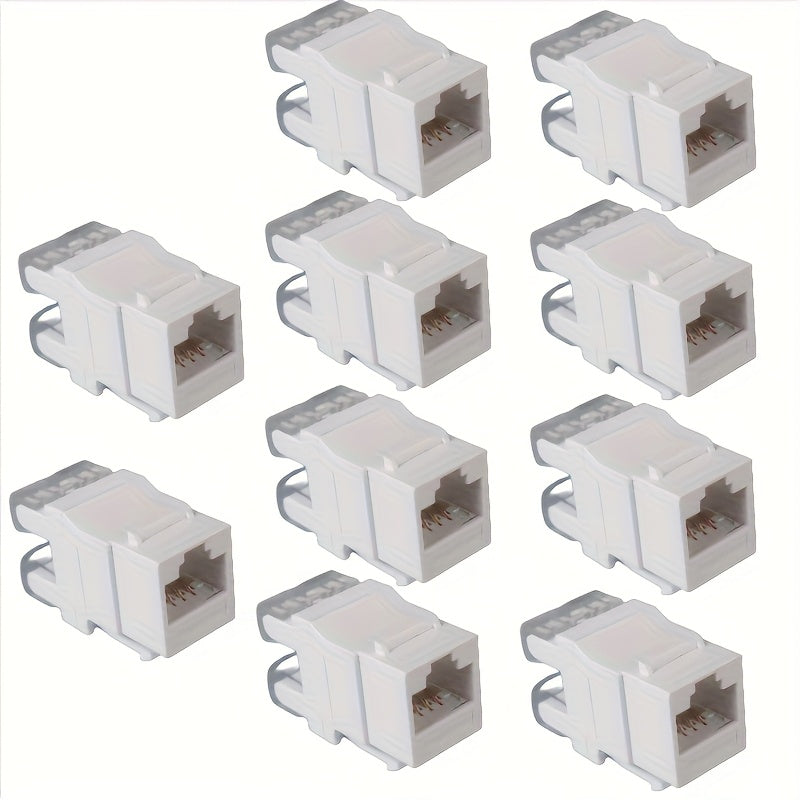 10 piezas de adaptadores de red Ethernet RJ45 CAT.5E de 180 grados - Blanco, conectores de red para computadoras, plug-and-play, no se requiere cableado externo, ideal para configuración en casa y oficina, adaptador de red Ethernet RJ45