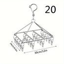 1pc Soporte De Secado De Calcetines De Acero Inoxidable Con Clip Múltiple, Gancho Giratorio A Prueba De Viento, Percha Para Ropa, Soporte De Secado De Ropa Para Calcetines, Sujetadores, Ropa Interior, Accesorios De Lavandería