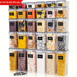 Juego de Recipientes Herméticos THELiFE para Alimentos, 5/10/20/30 Piezas con Tapas para Harina, Azúcar y Cereales, Botes Plásticos Organizadores de Despensa para Conservación