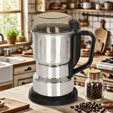 Molino de alta potencia mejorado de 1 pieza, 25000 RPM de velocidad ultra alta, enchufe de 110V para EE. UU., acero inoxidable y motor eléctrico, gran capacidad para café, nueces, especias - Perfecto para mezcladores y molinos de cocina, no necesita bate