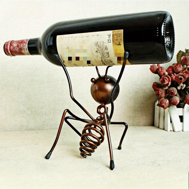 Elegante soporte de vino de metal con diseño de hormigas realistas - Soporte creativo para cócteles y cerveza, perfecto para el hogar, restaurantes y decoración de bares, decoración de hormigas
