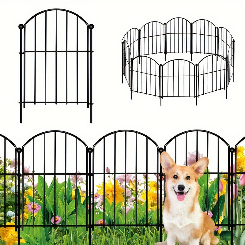 5 o 10 piezas de cerca decorativa para jardín, valla metálica sin excavar a prueba de óxido, barrera para perros, borde ornamental de panel de alambre para arriates de flores, decoración para patio o jardín, 53.34 cm x 164.59 cm