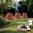Tres conjuntos de árboles de imitación vibrantes para exteriores, con pernos para decoración de hogar, jardín e interiores, arreglos artificiales de violetas de larga duración, plantas de imitación decorativas adecuadas para terrazas, porches y patios.