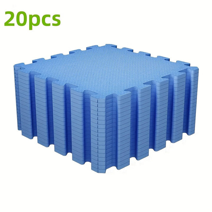 20-Unidades de Alfombras Entrelazadas, 30cm x 30cm, Negro/Azul/Gris, Material PS, Suelo de Piso para Sala de DIY, Ensamblaje Fácil, Longitud de Costura Personalizable