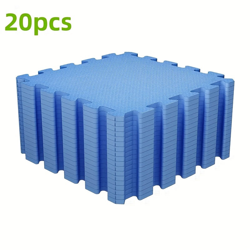 20-Unidades de Alfombras Entrelazadas, 30cm x 30cm, Negro/Azul/Gris, Material PS, Suelo de Piso para Sala de DIY, Ensamblaje Fácil, Longitud de Costura Personalizable