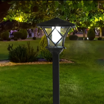 Luces solares LED retro para jardín, 2 en 1, iluminación de paisaje multiusos con panel solar, batería de níquel, camino, garaje, patio, césped y decoración de jardín, iluminación de paisaje impermeable al agua, exterior. Luces retro estilo, sombra de pl