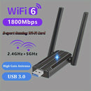 Adaptador sin varillas de 1800Mbps, Adaptador USB WiFi 6 para PC - Adaptador USB WiFi 802.11ax, Adaptador WiFi Banda Doble AX1800 para Escritorio y Portátil, Dongle WiFi para Red Inalámbrica en Windows 7/10/11