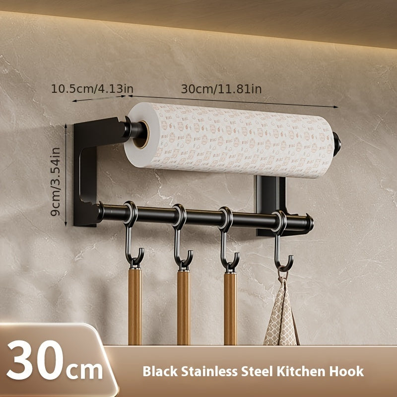 Organizador de Cocina de Acero Inoxidable - Gancho de Pared con Porta Pañuelos, Almacenamiento Multiusos para Utensilios y Accesorios