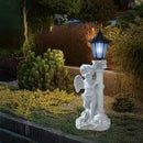 Luz de escultura solar ángel - Estatua de jardín de resina con diseño de columna romana, iluminación decorativa para caminos, patios y patios, perfecta para Navidad, Día de San Valentín y regalos románticos, luces de hadas para iluminación al aire libre.