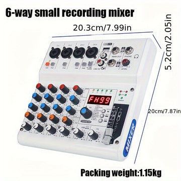 Consola de Mezcla Portátil NXG GX-06, Consola de Mezcla de 6 Canales con Tarjeta de Sonido USB, Controlador de Grabación de Sonido, Interfaz, para Grabación de Juegos en PC y Transmisión de Medios