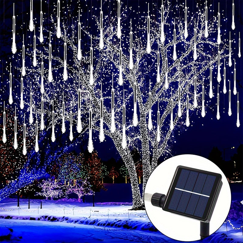1 juego de luces de cascada de meteoritos - Luces de lluvia, hielo y nieve para jardín, bodas, fiestas, Navidad y Halloween, luces solares para exteriores