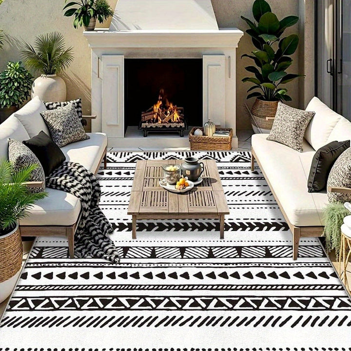 Alfombra de Terciopelo/853g/m² Poliéster Lujo Ligero Minimalista con Patrón Geométrico para Balcón y Jardín, Ultra Suave Antideslizante Toque Francés, Experiencia de Elegancia Sofisticada en Crema, Diseño Moderno a Rayas, Lavable a Máquina Tejido Plano L