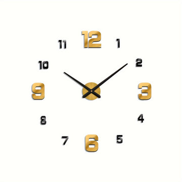 Reloj de pared silencioso de acrílico, decoración de pared sin marco 3D - Redondo, kit de reloj de bricolaje, forma de corona arqueada, para sala de estar, comedor, dormitorio, oficina, funciona con pilas AA (pilas no incluidas)