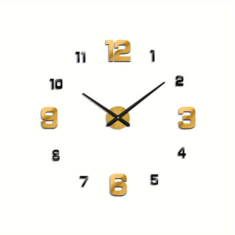 Reloj de pared silencioso de acrílico, decoración de pared sin marco 3D - Redondo, kit de reloj de bricolaje, forma de corona arqueada, para sala de estar, comedor, dormitorio, oficina, funciona con pilas AA (pilas no incluidas)