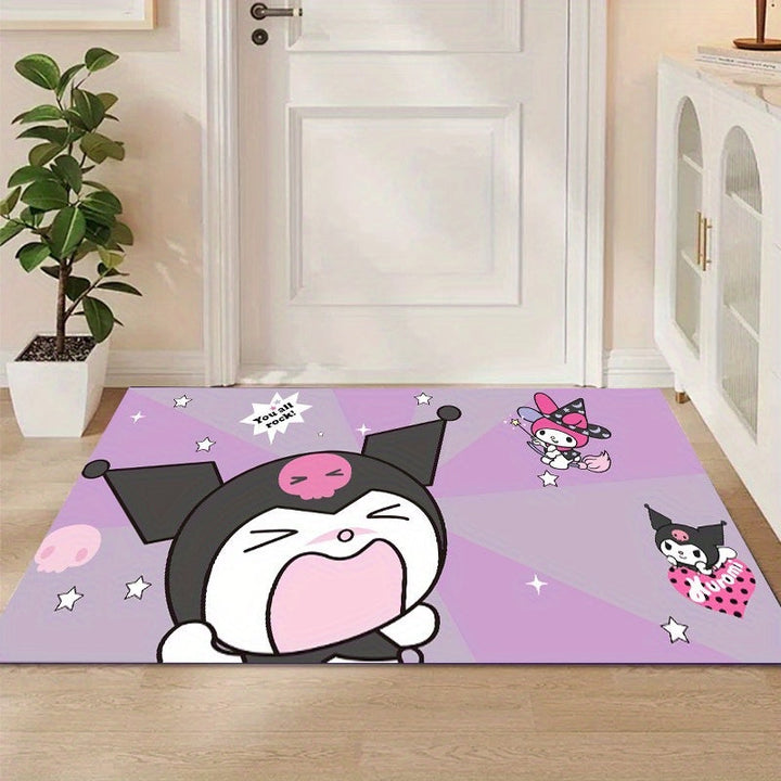 Sanliou es una alfombra de dormitorio con temática de arroz antideslizante y linda, tapete de dibujos animados para el dormitorio, alfombra de suelo duradera y resistente al desgaste, tela mezclada de poliéster, fácil de lavar a mano y cuidar, adecuada p