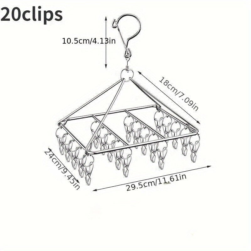 Perchero multipinzas de acero inoxidable para cortavientos, perchero pulido para secar calcetines de metal, pinza sólida gruesa para calcetines domésticos, perchero para secar ropa interior y calcetines en el balcón
