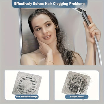 50/100 Pegatinas autoadhesivas para capturar cabello, adecuadas para duchas, fregaderos de cocina y desagües de baño - Prevención de atascos, tapas de desagüe a prueba de insectos, filtros de cabello para desagües de ducha.