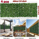 4 paneles grandes de hiedra artificial de lujo para privacidad, resistentes a los rayos UV, fondo verde decorativo con hojas para patio, balcón, jardín, terraza, uso en interiores y exteriores