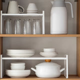 Estante de almacenamiento de cocina de metal contemporáneo de 1 pieza, organizador de estante de doble nivel para armario y mostrador, isla de almacenamiento abierta versátil para especias, utensilios, microondas - Uso sin electricidad, sin materiales de