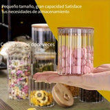 4/6/12 piezas de jarra de vidrio para café y nueces, jarra de almacenamiento sellada, recipiente de vidrio transparente con tapa de bambú y asa de metal para almacenamiento en el hogar, cocina, dulces, galletas, pasta, avena, especias (pequeño)