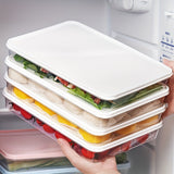 Juego de 4 recipientes para alimentos sin BPA con tapa, rectangulares, aptos para congelador y microondas, ideales para dumplings, carnes, frutas y verduras, esenciales para organizar la cocina, caja para almacenar dumplings