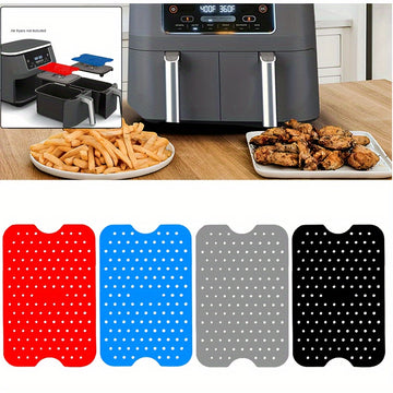 1pc Revestimiento de Silicona Reutilizable para Freidora de Aire - A Prueba de Aceite y Salpicaduras, Accesorio de Cocina Fácil de Usar, Diseño de Lunares en Rojo, Azul, Negro o Gris, Perfecto para Freír, Hornear y Cocinar al Vapor, Accesorios para Freid