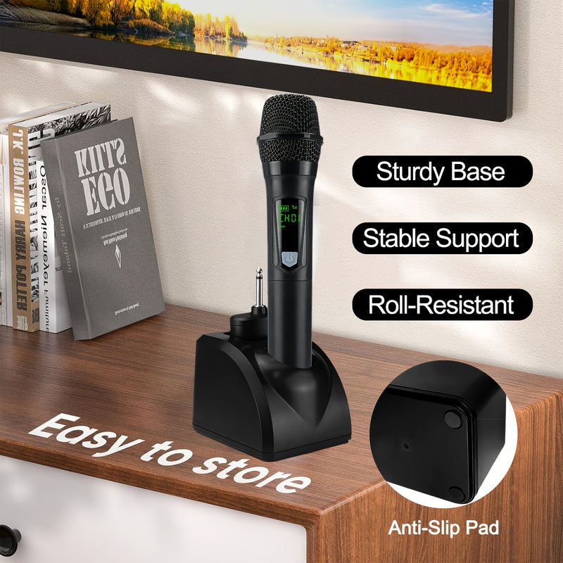 Micrófono inalámbrico portátil Y108 de Heikuding con adaptador de 3,5 mm, recargable por USB 2,4 GHz, indicador de batería y control de volumen, diseño ergonómico para actuaciones en vivo, conciertos, bodas, karaoke, micrófono para cantar, equipo de conc