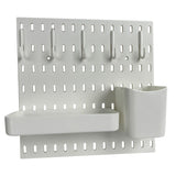 Estantería de Almacenamiento para Cocina Montada en la Pared sin Taladro con Múltiples Ganchos y Cajón Deslizante - Diseño Apilable de Tablero Perforado para Instalación Fácil, Ideal para Ollas, Especias y Utensilios, Blanco, Accesorios de Cocina