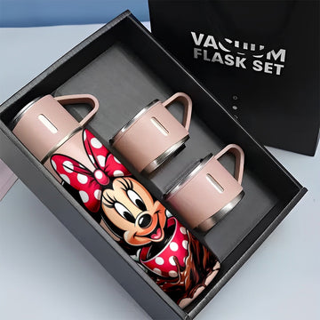 Juego de 1 taza térmica de acero inoxidable Disney Minnie Mouse de 17 oz, aislada al vacío, reutilizable, solo lavado a mano, multiusos, con taza, para adultos, café, bebidas calientes, bebidas frías, termo LHB03211