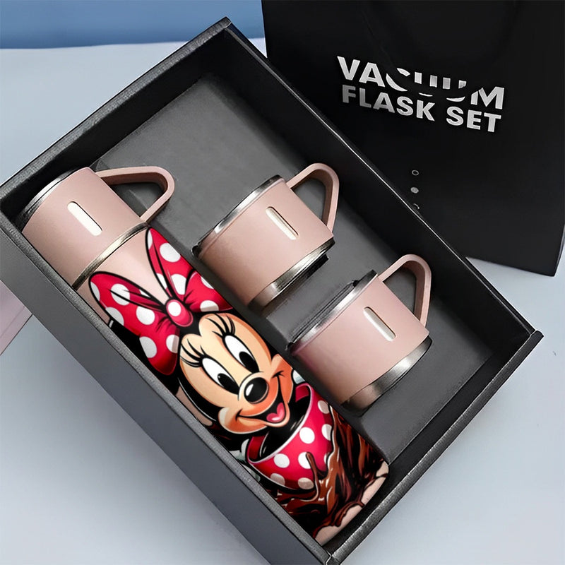 Juego de 1 taza térmica de acero inoxidable Disney Minnie Mouse de 17 oz, aislada al vacío, reutilizable, solo lavado a mano, multiusos, con taza, para adultos, café, bebidas calientes, bebidas frías, termo LHB03211
