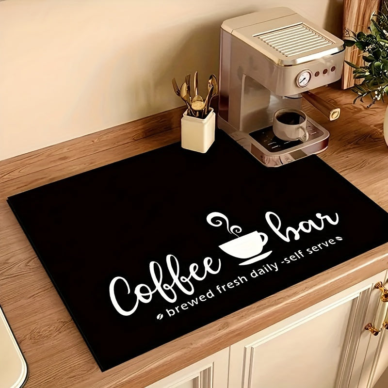 1 alfombrilla para secar platos con estampado de café, decoración para mesa de comedor, ideal para cafeteras y máquinas de espresso