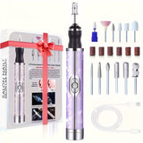 Taladro eléctrico portátil para uñas, set profesional de manicura y pedicura con 12 cabezales de pulido y 6 bandas de lijado, control inteligente de 4 velocidades, esencial para un cuidado preciso de uñas