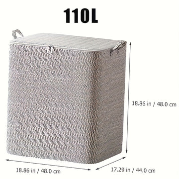 Grandes Bolsas de Almacenamiento Plegables con Tapa y Asas - Estampado Espiga, Varios Tamaños (30L/110L/150L/220L) para Ropa, Ropa de Cama, Cojines y Juguetes - Organizador Subcama para Armario o Clóset, Accesorio de Decoración Neutro, Cierre Seguro con