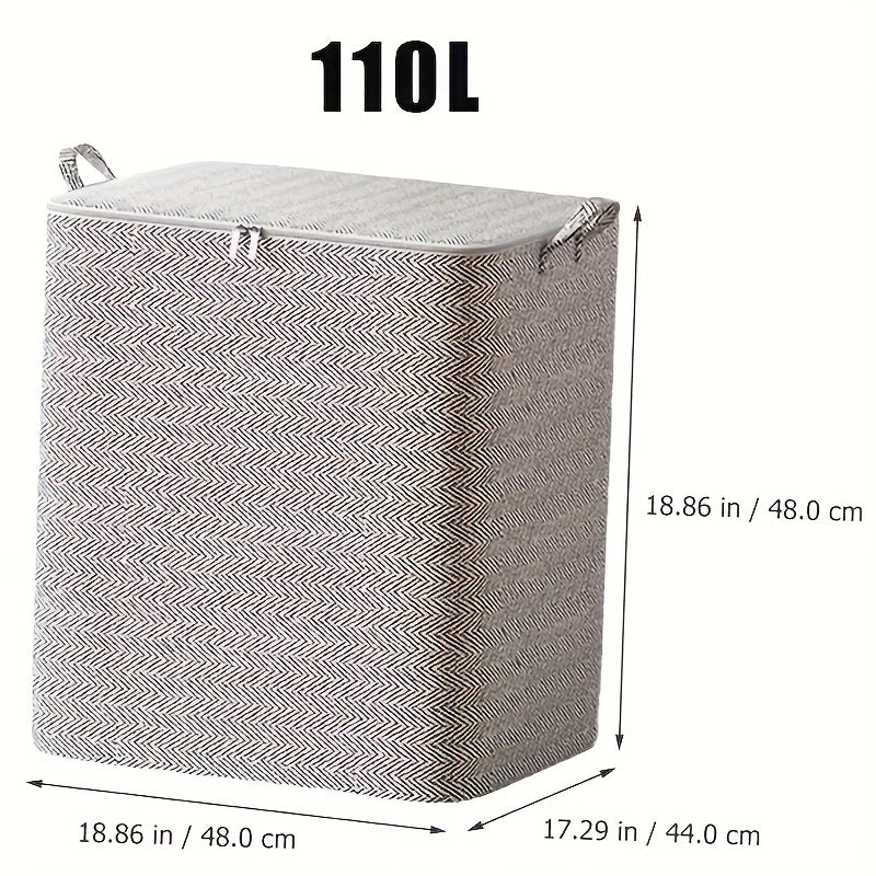 Grandes Bolsas de Almacenamiento Plegables con Tapa y Asas - Estampado Espiga, Varios Tamaños (30L/110L/150L/220L) para Ropa, Ropa de Cama, Cojines y Juguetes - Organizador Subcama para Armario o Clóset, Accesorio de Decoración Neutro, Cierre Seguro con