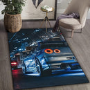Alfombra de Área de Coche Deportivo Azul Lujosa - Antideslizante, Lavable a Máquina, Poliéster, Perfecta para Sala de Estar, Dormitorio, Bar y Habitaciones Juveniles - Disponible en 19x31/31x47/47x62/62x90 Pulgadas