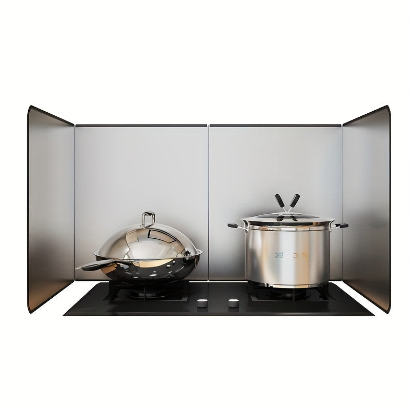 Protector de Estufa Plegable y Resistente al Calor de Acero Inoxidable de Dos Piezas para Hogar, Caravana, Cocinas de Camping, Accesorio de Cocina para Autocaravana | Accesorio de Cocina Moderno | Artículo Duradero para la Cocina