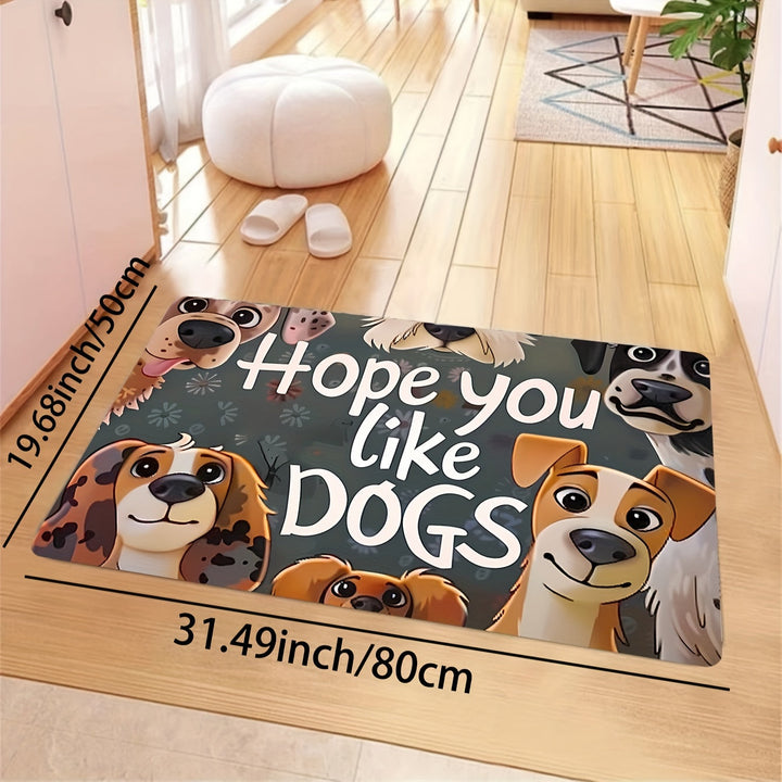 Felpudo de poliéster con diseño de perro de dibujos animados lindo, alfombra de baño suave y gruesa de 8 mm, lavable a máquina, alfombra antideslizante para cocina, alfombra de salón, alfombra de dormitorio, alfombra de entrada interior, alfombra decorat