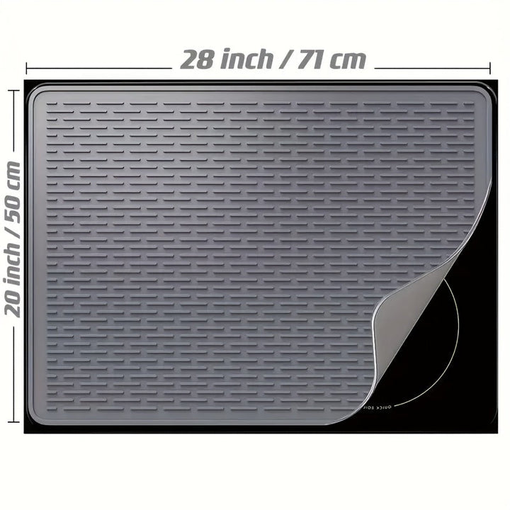 Funda de silicona extra grande para hornos, 28" x 20" (71,12" x 50,8"), resistente al calor, antideslizante, protector ideal para hornos eléctricos y encimeras de vidrio, perfecto para autocaravanas y cocinas, negro/gris.