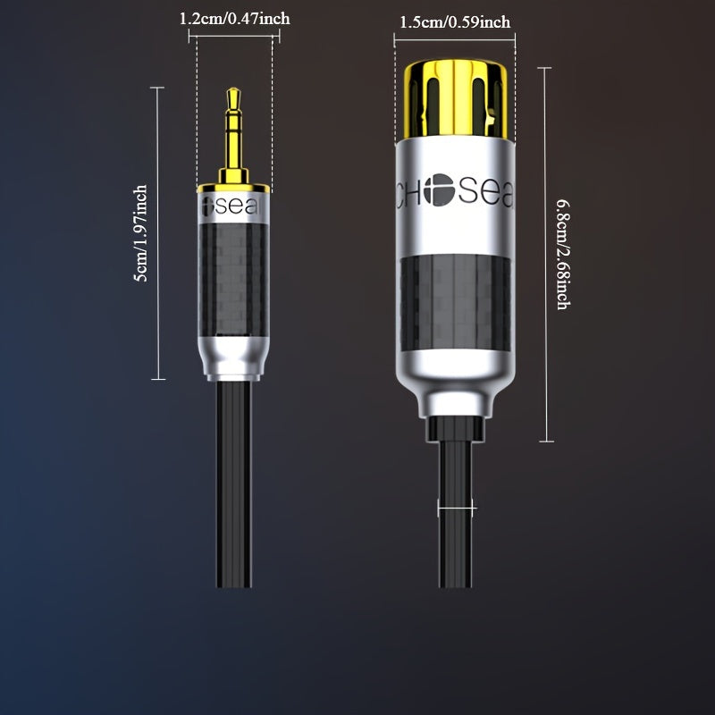 1pc CHOSEAL Cobre monocristalino de 3.5mm a conector hembra XLR Cable de audio, Macho a hembra, Calidad de sonido HiFi, Conectores bañados en oro, Forma redonda, Compatible con Ethernet CAT6A para computadoras, amplificadores, altavoces