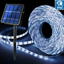 Luces de tira solares, control remoto, 300 LED/5.0 metros, luces de escalera para exteriores, 8 modos de iluminación, encendido/apagado automático, Navidad, cenador, dosel, escaleras de piscina, porche, gallinero, material de PVC, acabado mate, voltaje d