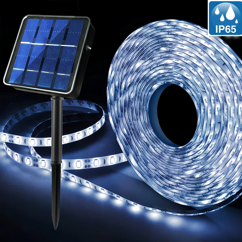 Luces de tira solares, control remoto, 300 LED/5.0 metros, luces de escalera para exteriores, 8 modos de iluminación, encendido/apagado automático, Navidad, cenador, dosel, escaleras de piscina, porche, gallinero, material de PVC, acabado mate, voltaje d