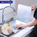 1 pieza de rejilla de aceite de cocina plegable de acero inoxidable - Protector de salpicaduras para estufa, tablero de aislamiento con envoltura de borde de goma, fácil de limpiar, ideal para cocina interior y exterior, protector de estufa, acabado metá