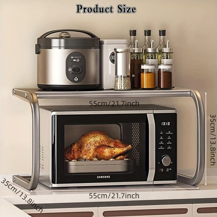 1pc Estantería de metal en forma de C para cocina con microondas integrado - Organizador de espacio para electrodomésticos, botellas y elementos de cocción, estantería de mostrador | Estantería de cocina moderna | Construcción de metal, estantería de alm